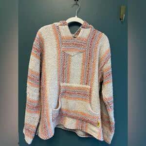 Baja Joe Earth Ragz Multicolor Striped Women's Hooded Sweater size L